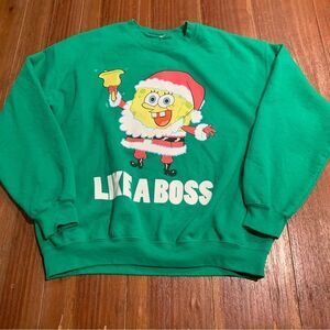 Nickelodeon Sponge Bob Christmas Like A Boss Graphic Sweatshirt L